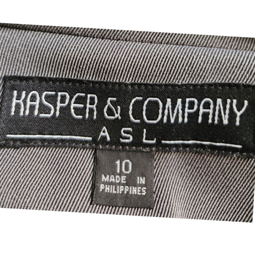 VINTAGE KASPER & COMPANY ASL GRAY DRESSY LONG COAT SIZE 10 - Picture 3 of 4